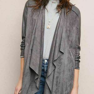 BNWT Blank NYC Anthropologie Grey velvet vegan leather jacket Asymmetrical Zip